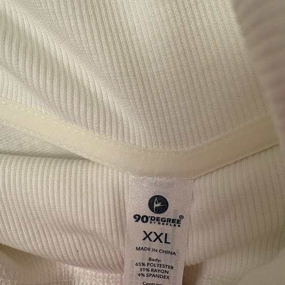 90 Degree By Reflex Ivory Ribbed Top - Picture 2 of 2